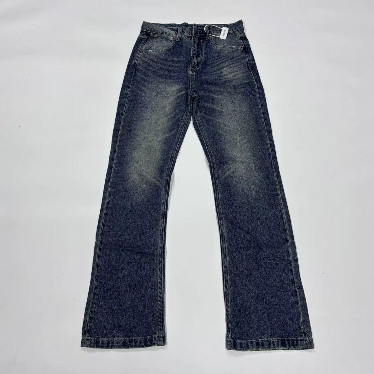 Women's High-Waisted Flared Jeans Vintage Washed Denim Pants Straight Leg Cleanfit Styling Cotton Comfort Sizes S M L XL_mkmklike.com