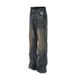 High Street Vintage Splatter Wash Jeans – Men’s Distressed Bell-Bottom Trousers, 90s Grunge Wide-Leg Denim, Mud-Dyed Retro Streetwear Pants_mkmklike.com