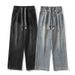 Men's Vintage Loose Fit Straight Leg Jeans – Retro Washed Denim Pants For Casual Streetwear (Blue/Black)_mkmklike.com