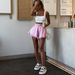 Women's Clothing Hot Girl Pink Denim Shorts High Waist Wide Leg All Match A Line Hot Pants_mkmklike.com