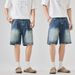 Men's Denim Shorts Trendy High Street Washed Retro Loose Fit Five Point Pants Summer_mkmklike.com