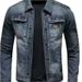 Loom Vintage Denim Motorcycle Jacket For Men, European And American Style, Turn-down Collar, Casual Feel, High-end_mkmklike.com
