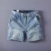Men's Vintage Washed Denim Shorts - Classic Retro Style, Slim Fit, Mid-Rise, Stretch Comfort (Black, Blue)_mkmklike.com