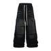 American High Street Spray Paint Denim Cargo Pants Loose Pleated Knee Design Sense Floor-Length Wide-Leg Straight-Leg_mkmklike.com