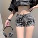 Retro High-Waisted Denim Shorts For Women - Vintage Distressed Print Shorts With Stretch (S-XL) | American Style Ripped Hot Pants_mkmklike.com