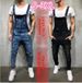 Men’S Distressed Denim Overalls – Slim Fit Suspenders Jeans (Blue/Black, S-3xl, Vintage Washed Workwear Style)_mkmklike.com