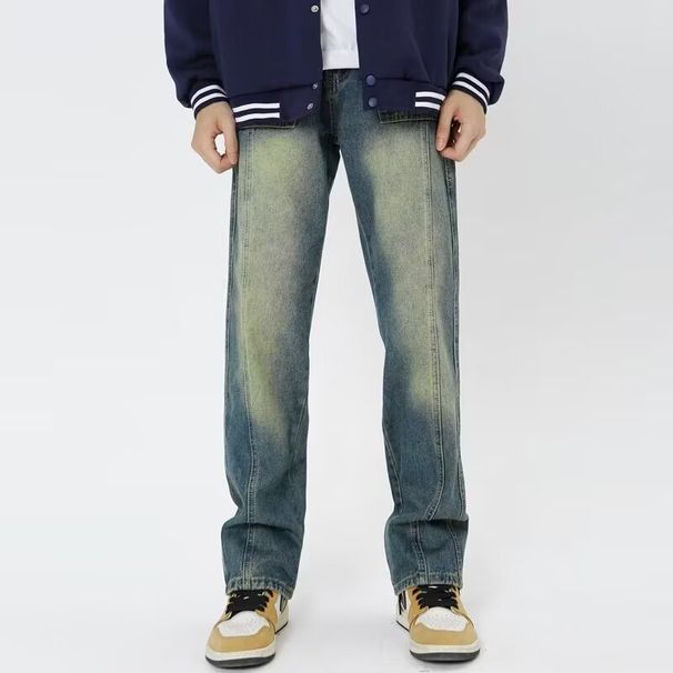JFU European And American High Street Style Vibe Jeans, Spring And Autumn Retro Straight Leg Jeans For Men, American Street Style Long Pants._mkmklike.com