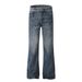 Men's Clothing Retro Style High End Washed Blue Street Trend Lightning Pattern Design Men's Slim Fit Flared Jeans_mkmklike.com
