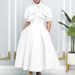 Women's Clothing short sleeved lace up bow puffy banquet dress dress_mkmklike.com