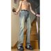 Vintage Blue Scimitar Jeans For Men Summer American Hip Hop High Street Slightly Flared Straight Pants Washed Mud Color_mkmklike.com