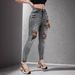 Women's Stretch Slim Fit Jeans Ripped High Street Fashion Independent Website Cross Border European American Trend_mkmklike.com