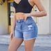 Women's Clothing High Quality High Quality Supply High Waist Elastic Slim Fit Ripped Denim Shorts_mkmklike.com