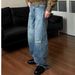 Men's Clothing Retro Daddy Ripped Loose Scimitar Version Wide Leg Jeans For Men And Women_mkmklike.com
