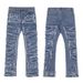"Vintage Distressed Washed Denim Jeans For Men - Ripped Cat Whisker Paint Splash Bootcut Retro Streetwear Pants"_mkmklike.com