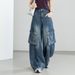 Xinge American Retro Wide-Leg Workwear Jeans For Women, High-Waisted, Slimming, Multi-Pocket, Loose, Draped,_mkmklike.com