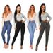 Women's Clothing High Waist Hip Lift Slim Fit Button New Elastic Tights Jeans _mkmklike.com
