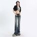 Spring Autumn Embroidered High Waisted Flared Jeans For Petite Women Casual Fashion Office Lady Style Cotton Denim_mkmklike.com