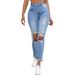 Women's Clothing Fashion Street Shooting High Waist Skinny Blue Jeans For Women_mkmklike.com