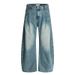 American Style Washed Vintage Double Pleat Jeans Unisex Trendy Loose Baggy Wide Leg Floor-Length Casual Pants_mkmklike.com
