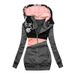 Women's Clothing women's sweatshirt zipper color matching print hooded long sleeved jacket_mkmklike.com