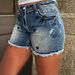 Stretchy Embroidered Denim Shorts For Women - High Waist, Comfortable & Stylish Casual Wear_mkmklike.com