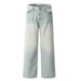 Punk Light Washed Jeans For Men Loose Fit Ripped Straight Long American Street Style Vintage Versatile Wide-Leg Pants_mkmklike.com
