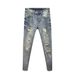 Men's Clothing Fashion Pants Ripped Trousers Jeans Elastic Slim Fit Nine Point Pants_mkmklike.com