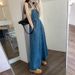 Age Reducing Slimming Suspender Denim For Women, Spring/Summer New Style Loose And Tall Long Skirt Blue Dress_mkmklike.com