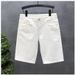 Men's Stretch Denim Shorts In White - Premium Slim Fit Korean Style Summer 5-Inch Inseam Casual Shorts_mkmklike.com