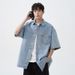Northfold Vintage Washed Denim Short Sleeve Men 2025 Spring Summer New Retro Loose Japanese Style Casual Shirt Jacket For Women_mkmklike.com