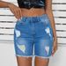 European And American Cross-border Summer New Vintage Stretch Ripped Raw Edge Denim Cycling Pants_mkmklike.com