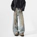 Abandoned Earth Style Wide Jeans Men's Spring American High Street Dirty Loose Straight Leg Casual Pants_mkmklike.com