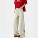 American Striped Splicing Wide-leg Jeans Men's Spring New Trendy Brand Loose Washed Old Straight Wide-leg Trousers_mkmklike.com