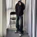 American Retro Blue Jeans Boys Wear Autumn High-end Casual Pants Trendy Loose Straight Wide-leg Trousers_mkmklike.com