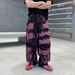 Streetwear Graffiti Jeans – Oversized Unisex Denim Pants With Pink/Black Splatter Paint & Distressed Details_mkmklike.com