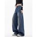 "Women's Vintage Wide-Leg Jeans – 90s Retro High-Waisted Distressed Denim With Raw Hem, Oversized Streetwear Fit, Unisex Aesthetic"_mkmklike.com