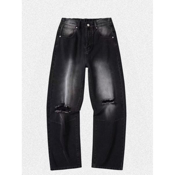 Suitable For All Seasons American High Street Men's Washed Ripped Denim Pants High-End Loose Straight Jeans For Men_mkmklike.com