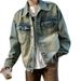Retro Cool Washed Vintage Workwear Denim Jacket Jacket For Spring And Autumn Casual Wear_mkmklike.com