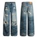2025 New Men And Women Ripped Distressed Washed Blue Wide-Leg Scimitar Baggy Jeans_mkmklike.com
