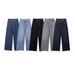 Black Women's High Quality Straight Leg Jeans mid Waist Slimming Floor Length Wide Leg Pants for Autumn Winter_mkmklike.com