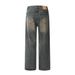 Waste Land Style Vintage Washed Denim Men's Street Fashion Simple Basic Versatile Loose Casual Straight Pants_mkmklike.com