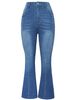 High-Waisted Flared Jeans For Women - Autumn Stretch Denim Pants With Rhinestone Embellishments & Slimming Fit_mkmklike.com
