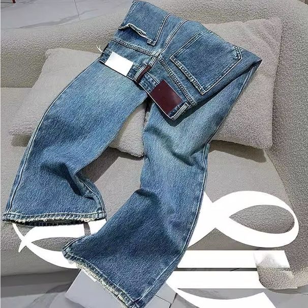 Women's Clothing High Waist Wide Leg Narrow Version Retro Straight Loose Floor Length Jeans For Women Summer_mkmklike.com