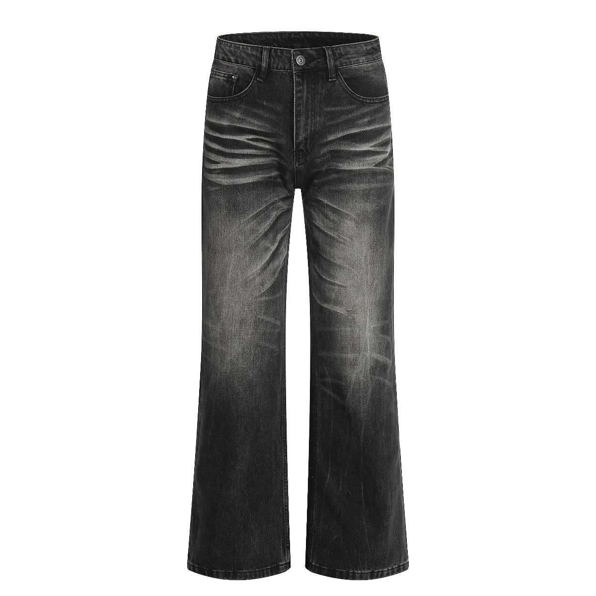 Vintage Washed Distressed Straight Leg Jeans For Men & Women – High Waist Comfort Stretch Denim Pants With Classic_mkmklike.com