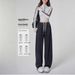 Thickened Denim High-waisted Winter Women's Pants, Distressed Vintage Black, Fleece-lined 800g, Wide-leg Casual_mkmklike.com