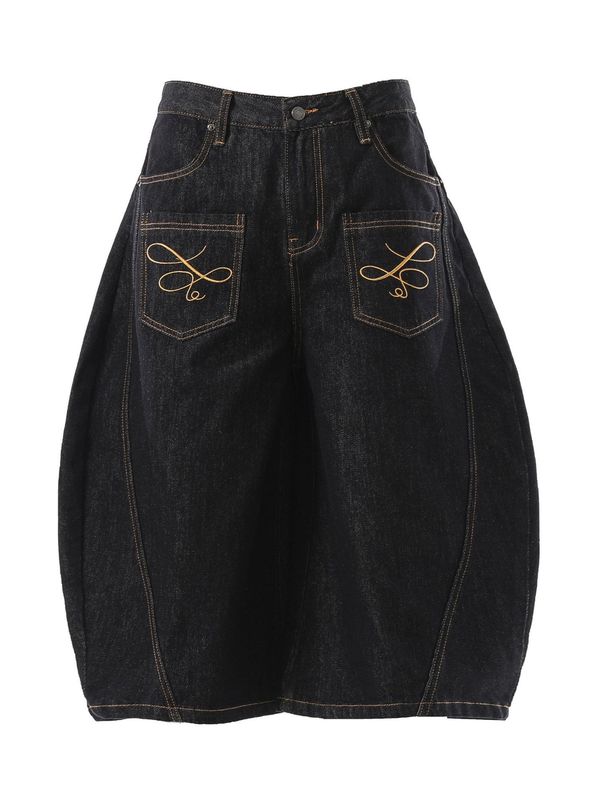 Vintage Style Cropped Wide-Leg Jeans With Reverse Pocket Design For Men And Women_mkmklike.com