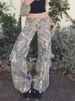 Women's Clothing Streetwear Camouflage Cargo Pants For Women - Low-Rise Loose Fit Denim Work Pants With Pockets, Trendy Urban Style (S/M/L/XL)_mkmklike.com