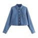 Women's Clothing Autumn Casual Fashion Denim Shirt Drawstring Straight Trousers Suit_mkmklike.com