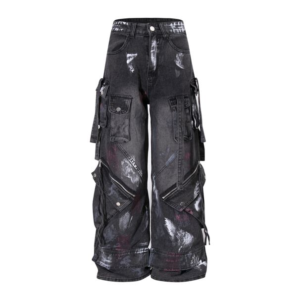 Vintage Washed Denim Jeans - Retro Wide Leg Distressed Pants For Men, Cleanfit & Streetwear Style_mkmklike.com