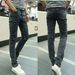 Spring And Autumn Jeans Men's Slim Fit Small Casual Straight Leg Korean Version Trendy Black Dirt Resistant Work_mkmklike.com